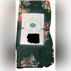 April Cornell Set 10 Cloth Cotton Napkins Green  Rose Foliage 16" Christmas NEW